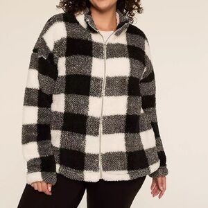 LIVI Sherpa Full-Zip Jacket in Black Plaid